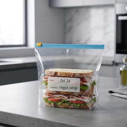 Novalorocosh 50 Count Slider Freezer Bags - Extra Thick Leak-Proof Preservation Bags for Fridge & Pantry Organization