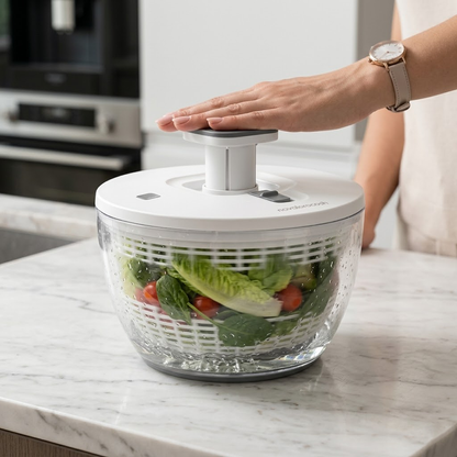 Novalorocosh Large Vegetable Spinner with One-Handed Press - Professional Salad Washer and Quick-Dry Drainer Basket