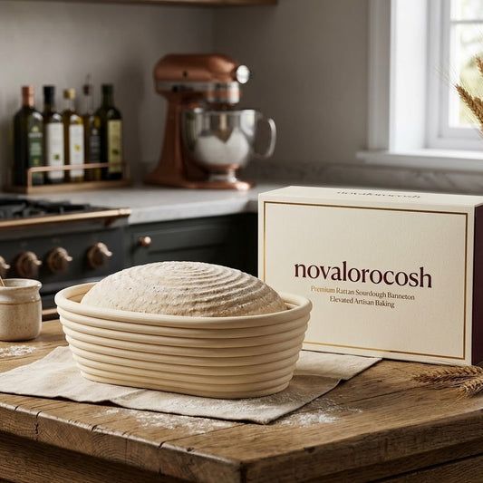 Novalorocosh Oval Bread Proofing Basket, 10-inch Natural Rattan Banneton Set for Sourdough Bread Baking with Washable Linen Cloth Liner