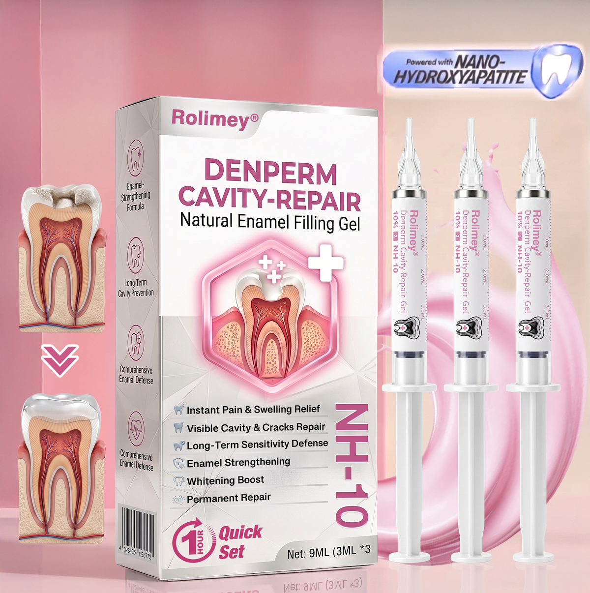 Rolimey® DenPerm : gel de restauration de l'émail naturel pour la réparation des caries