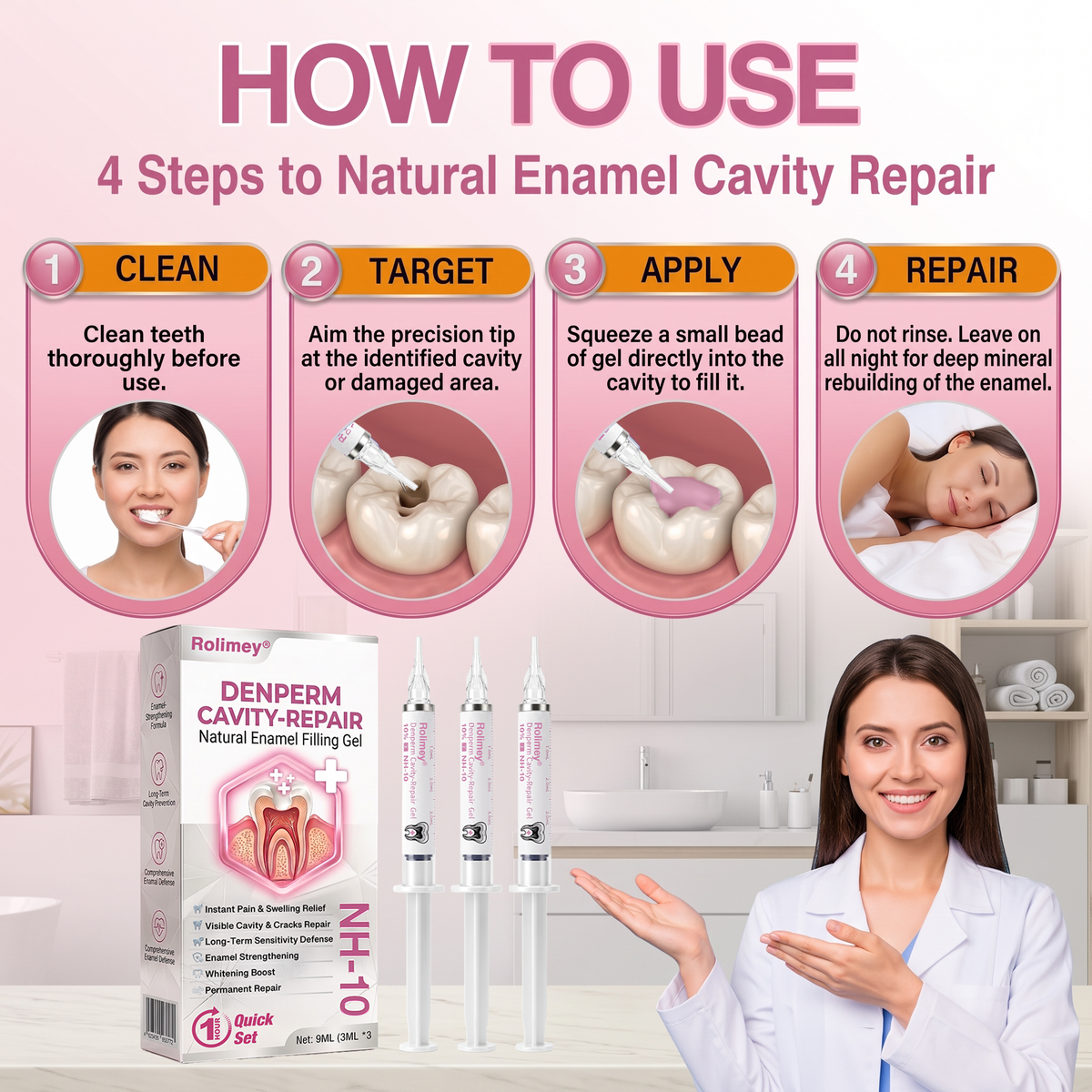 Rolimey® DenPerm : gel de restauration de l'émail naturel pour la réparation des caries